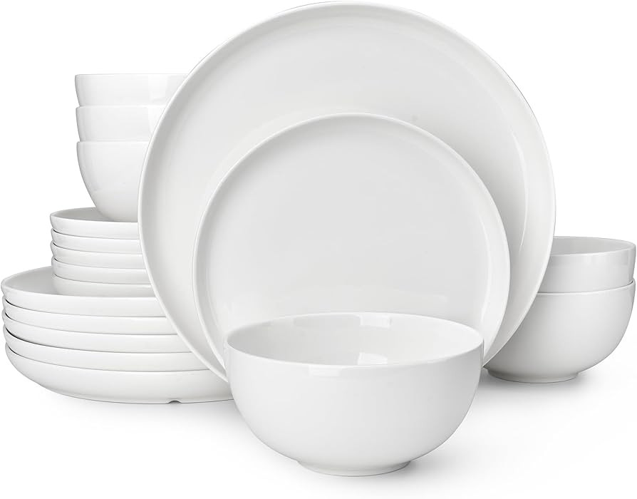 Sweese Porcelain Dinnerware Set of 6, Lightweight Round Plates and Bowls Set - Dishwasher, Microw... | Amazon (US)