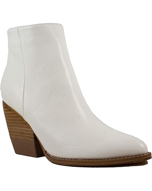 ARiderGirl Women's bootie Kathy Tall Stacked Heel Ankle Boots With Side Zipper Booties | Amazon (US)