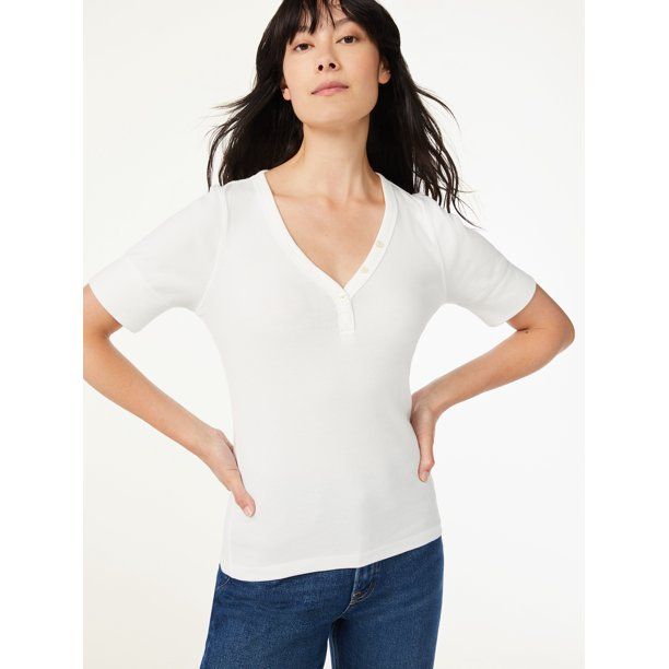 Free Assembly Women's V-Neck Henley T-Shirt | Walmart (US)