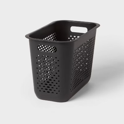 Narrow Large Decorative Plastic Bin Black - Brightroom™: Modern BPA-Free Storage with Cut-Out Handles, 13" Cube Compatible | Target