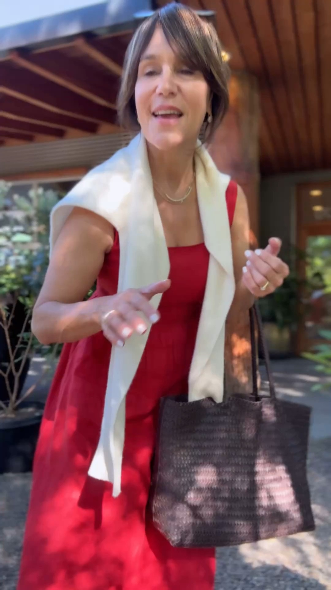 Here’s my everyday outfit when the weather warms up!
Wearing a Quince dress in size xs and a lightweight cashmere sweater over my shoulders in a size small
Love this Madewell tote so much - it’s durable and easily holds my laptop.

#LTKdayinmylife #LTKOver40 #LTKgrwm