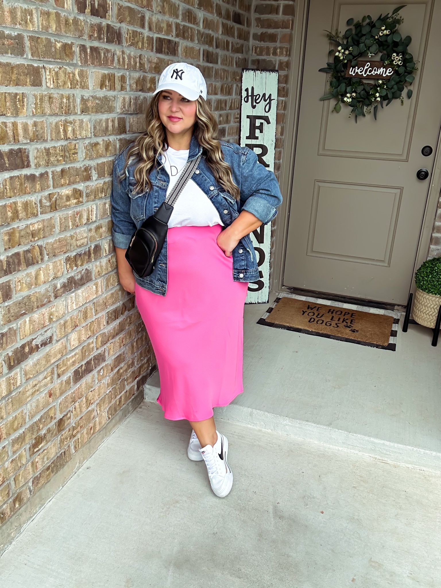 Jean jacket size xl tts (only available in plus size now)
Shirt size xl tts
Skirt size xl tts
Shoes tts 

#LTKstyletip #LTKcurves #LTKunder50