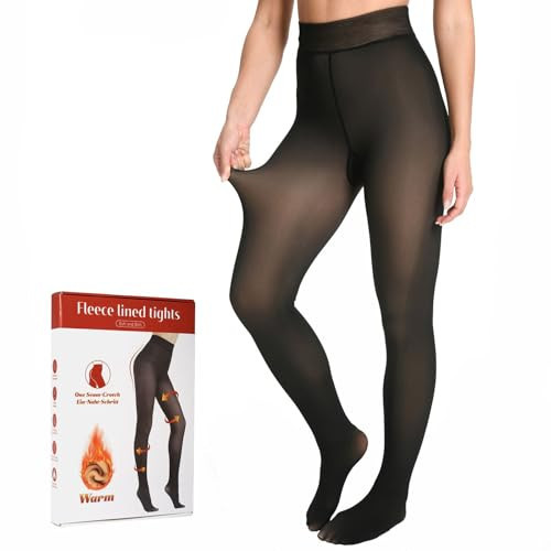 Fleece Lined Tights Women, Fake Translucent Thermal Winter Warm Fleece Tights, Sheer Thick Pantyhose Leggings for Women | Amazon (US)
