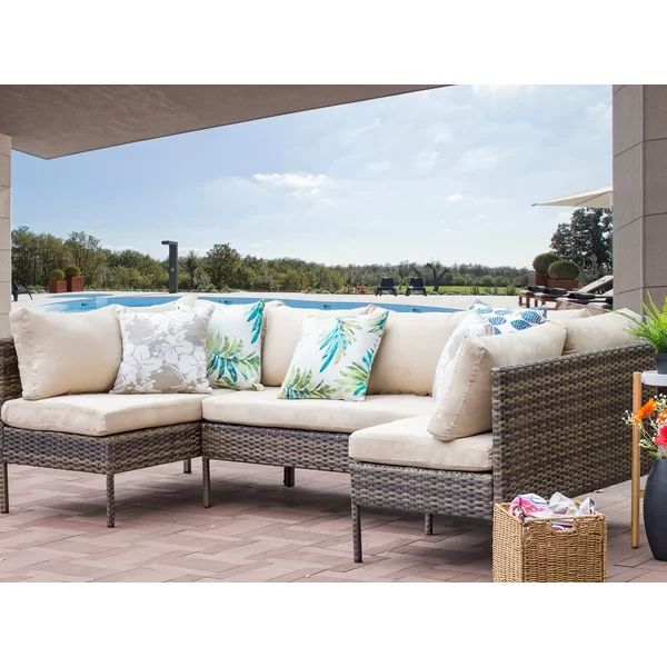 Ontonagon 3 Piece Rattan Sectional Seating Group with Cushions | Wayfair North America