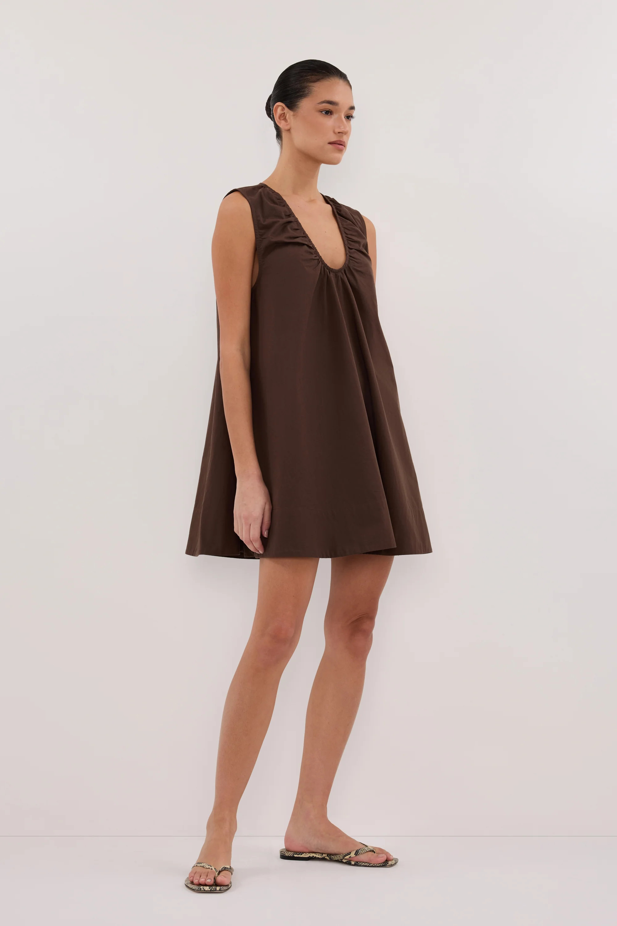 GABBY BITTER CHOC MINI DRESS | DISSH