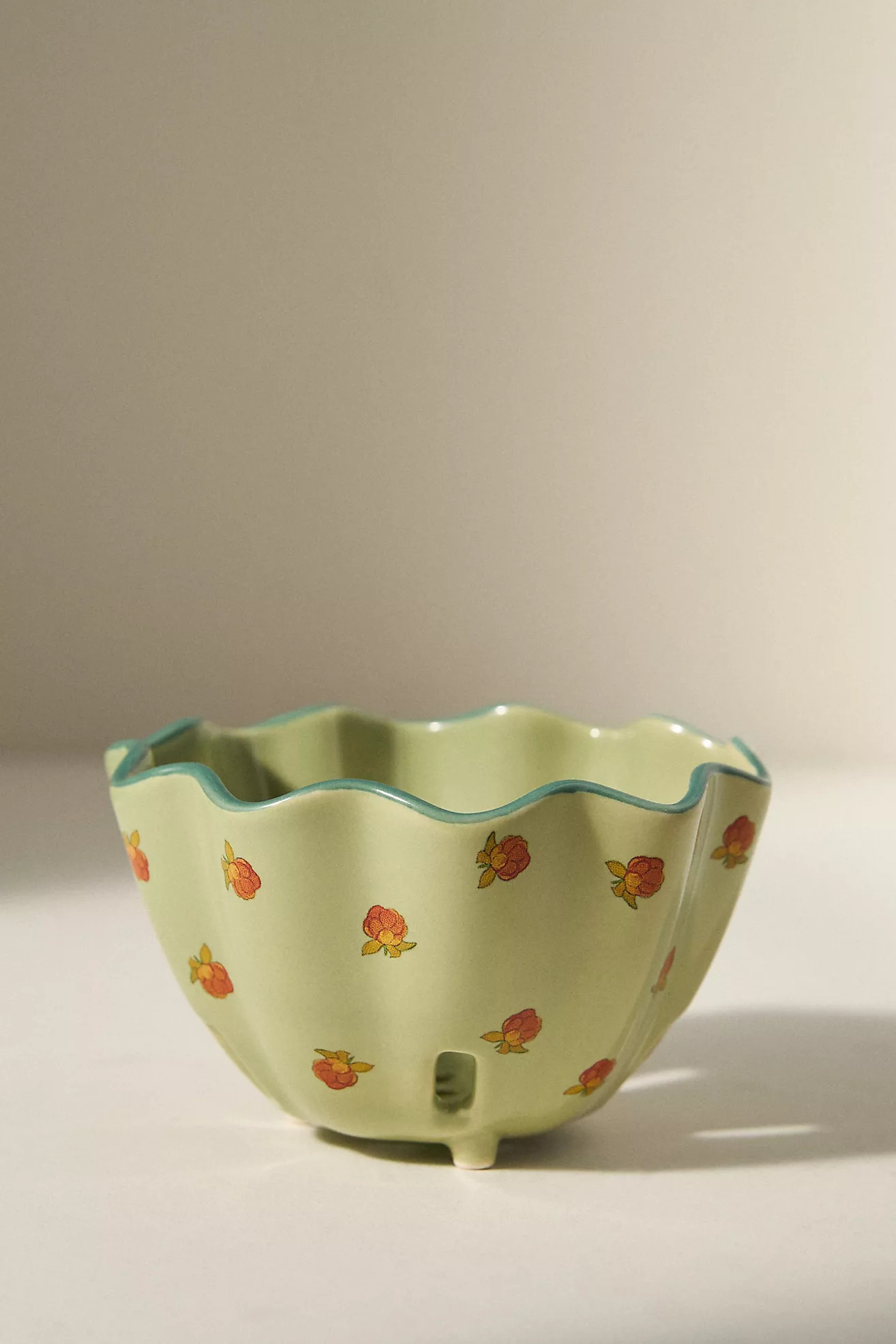 Georgie Handpainted Decaled Stoneware Berry Basket | Anthropologie (US)