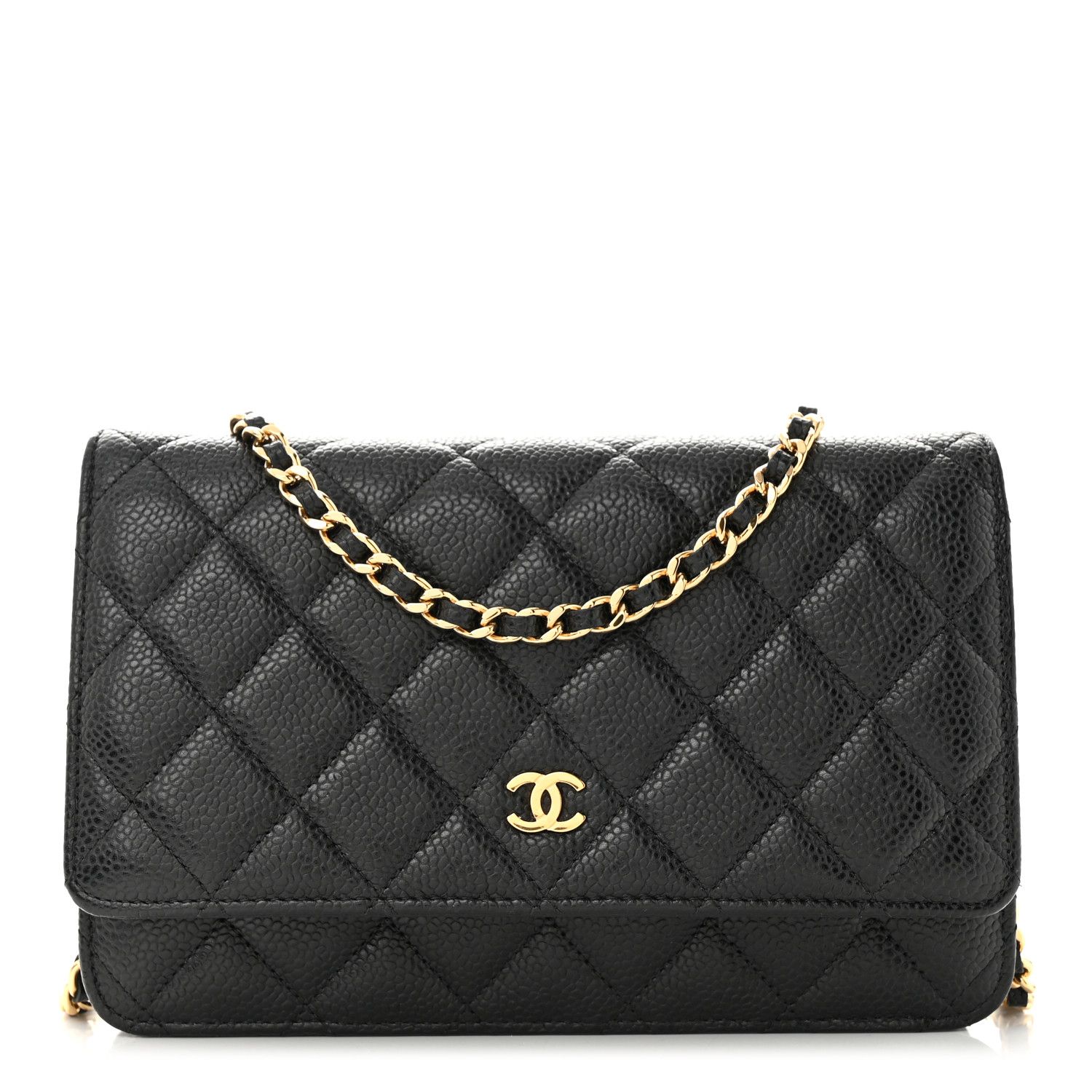 Caviar Quilted Wallet on Chain WOC Black | FASHIONPHILE (US)