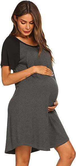 Ekouaer Nursing Gown 3 in 1 Delivery/Labor/Nursing Nightgown Women Maternity Hospital Gown Zipper... | Amazon (US)