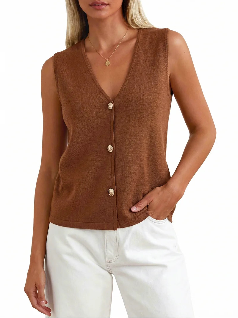 PRETTYGARDEN Women's Button Up Sweater Vest, Sizes S-XXL | Walmart (US)