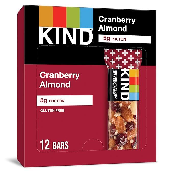 KIND Bars, Cranberry Almond, Healthy Snacks, Gluten Free, 12 Count | Amazon (US)