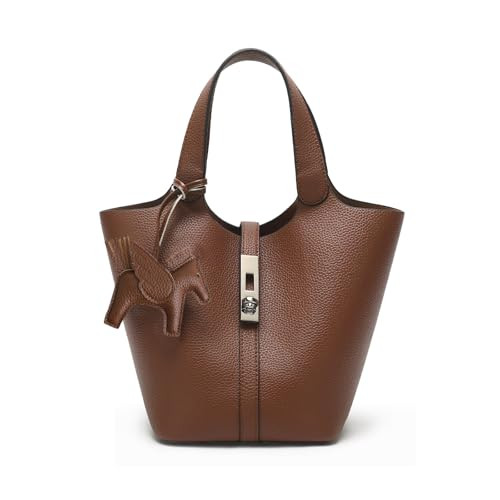 Tote Bag for Women Top Handle Handbag Satchel Bag for Women Vegan Leather Lock Design Bucket Purs... | Amazon (US)