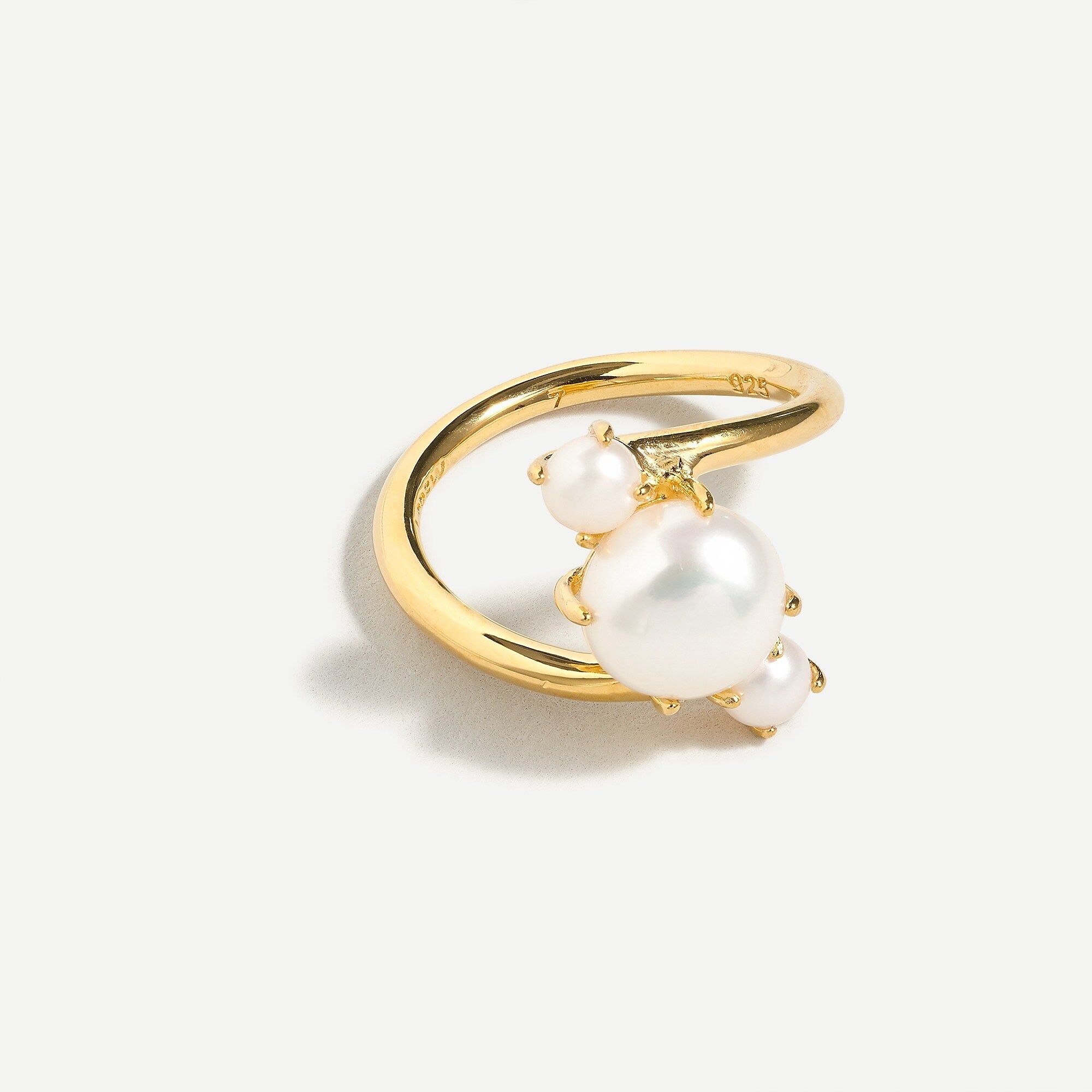Demi-fine 14k gold-plated riple pearl ring | J.Crew US