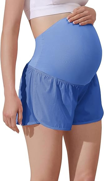 Maacie Women Maternity Layered Fast Drying Yoga Shorts with Liner Inner Pocket | Amazon (US)