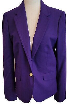 J. Crew Women's Purple Schoolboy 100% Wool Lined Blazer Jacket Size 8 | eBay US