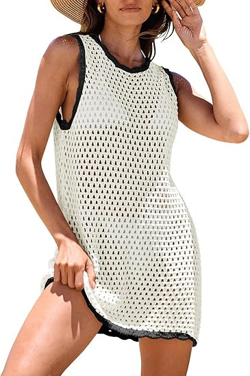 ANRABESS Womens Swimsuit Cover Up Sleeveless Knit 2025 Summer Outfits Swimwear Bathing Suit Cover... | Amazon (US)