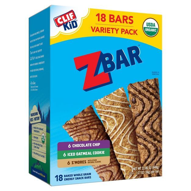 Zbar Chocolate Chip, Iced Oatmeal Cookie, and S'mores Snack Bars - 18pk | Target