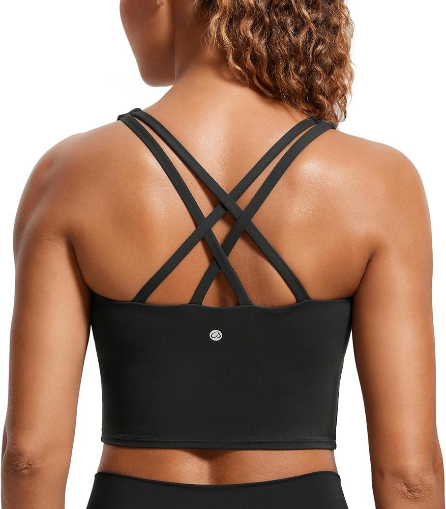 CRZ YOGA Womens Butterluxe Strappy Longline Sports Bra - Padded Criss Cross Yoga Bra Workout Crop... | Amazon (US)