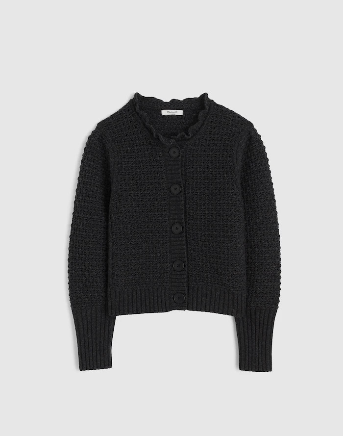 Scalloped Merino Wool-Blend Cardigan | Madewell
