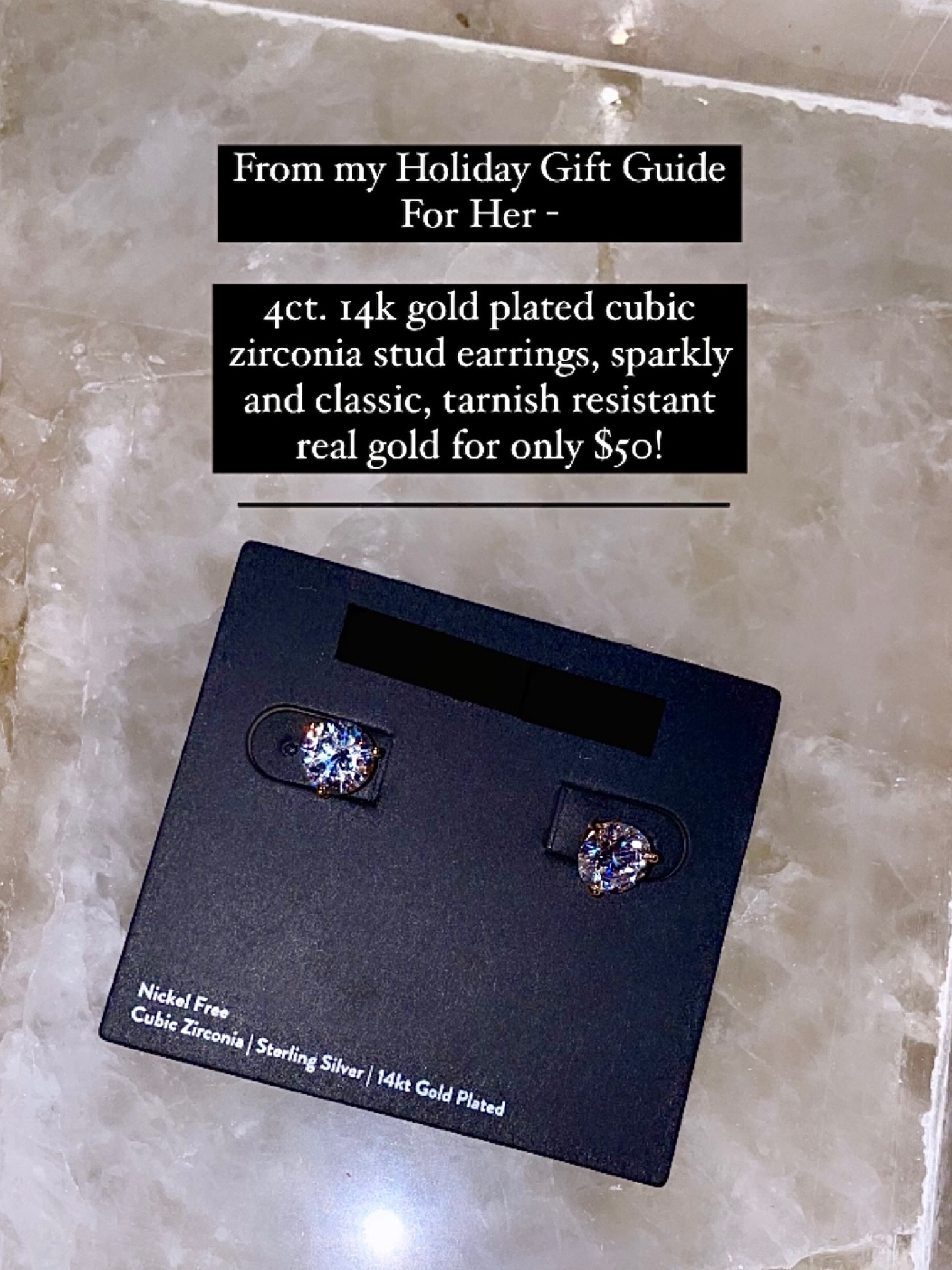 From my Holiday Gift Guide For Her - 4ct. 14k gold plated cubic zirconia stud earrings, sparkly and classic, tarnish resistant real gold for only $50! Christmas Gift, Stocking Stuffers, Holiday Present Idea, #HollyJoAnneW

#LTKGiftGuide #LTKfindsunder50 #LTKHoliday