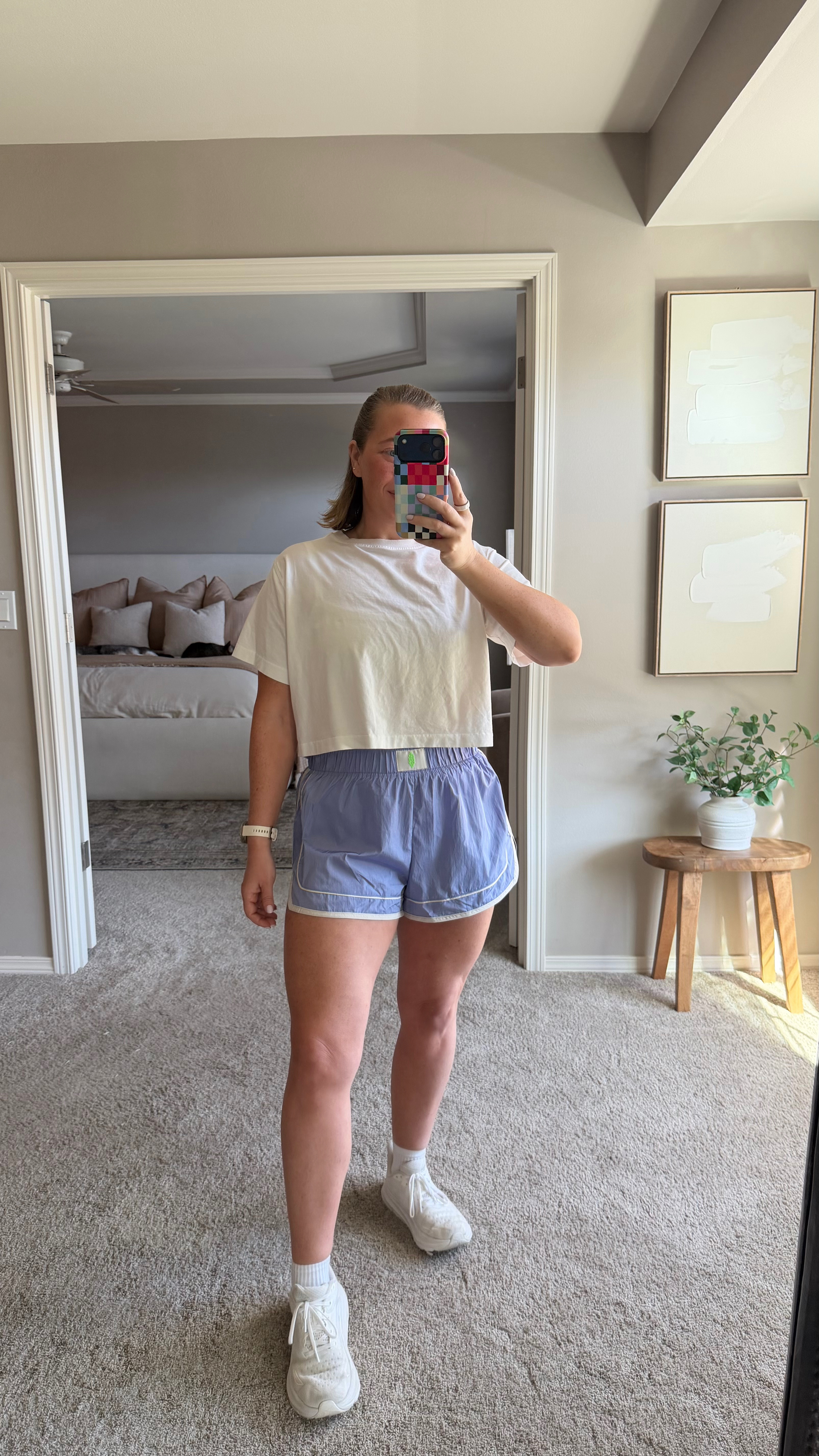Midsize Spring Outfit 💜👟 These are my some of my favorite shorts and they are only $30! Wearing a size large shorts. Size 10 | M\L | 5’4” 

 #LTKootd #LTKActive #LTKMidsize