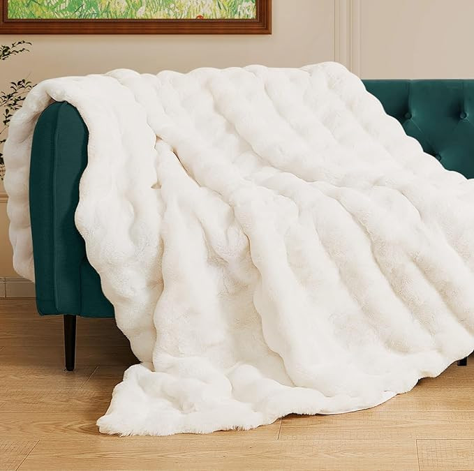 Light Beige Cozy Faux Fur Throw Blanket for Living Room Bedroom 50x60 Thick Ultra Soft Aesthetic ... | Amazon (US)