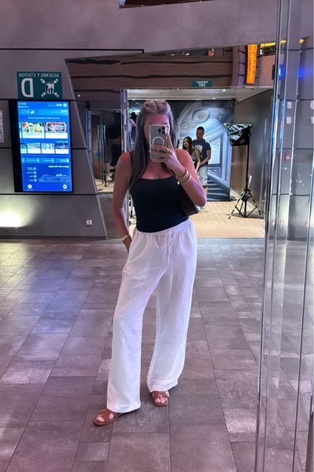 Cutest ootn tonight. I absolutely love this tank and will be getting more colors. Perfect for summer! I’m wearing a medium! Pants are a linen blend and great for beach, date night in summer. I’m in a medium and they are long enough for my 5’7 legs! Shoes TTS

#LTKtravel #LTKSeasonal #LTKstyletip