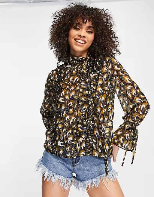 Little Mistress printed chiffon blouse in multi | ASOS (Global)