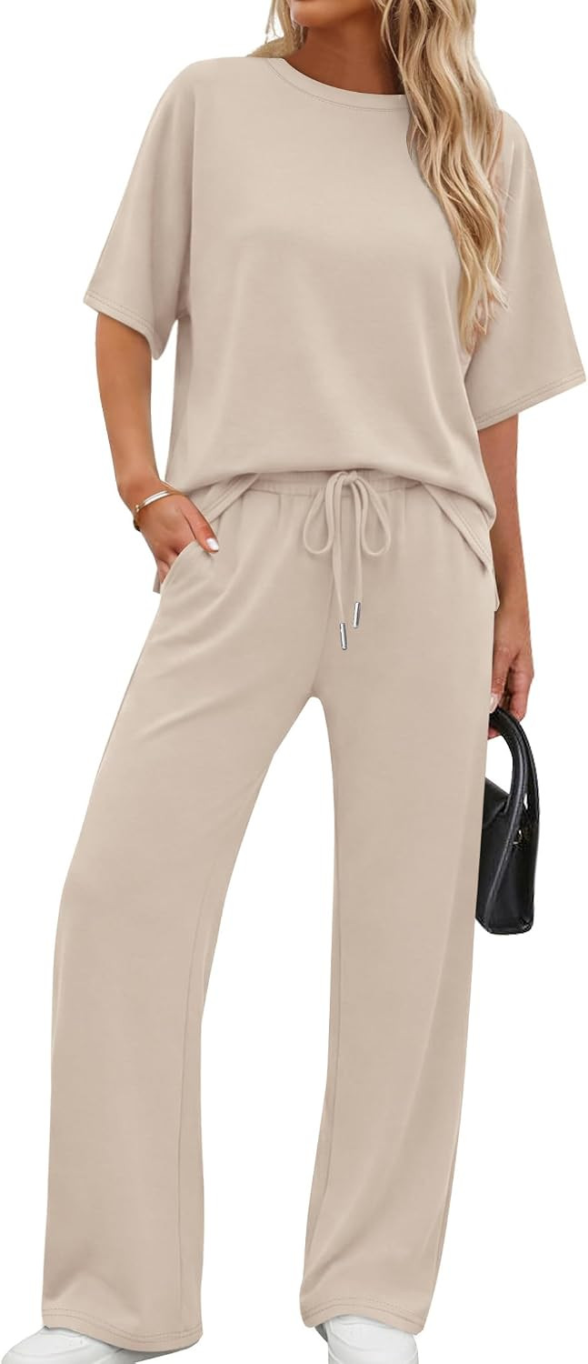 XIEERDUO Women's Side Slit Lounge Sets 2 Piece Travel Outfits Airport Tracksuit Oversized Wide Leg Loungewear S-3XL | Amazon (US)