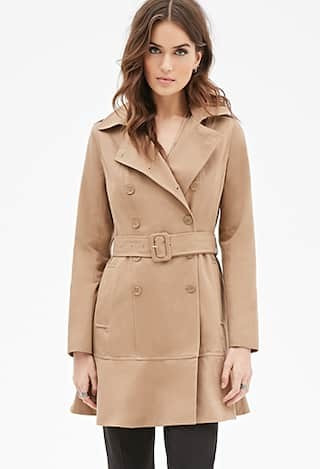 LOVE21 Women's  Khaki Contemporary Belted Trench Coat | Forever 21 (US)