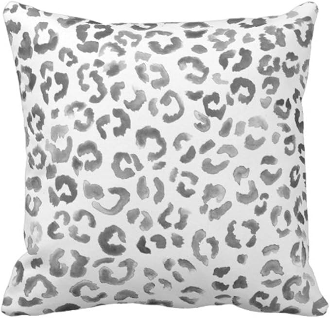 Emvency Throw Pillow Cover Cute Snow Leopard Pattern Black Watercolor Hand Paint White Spots Deco... | Amazon (US)