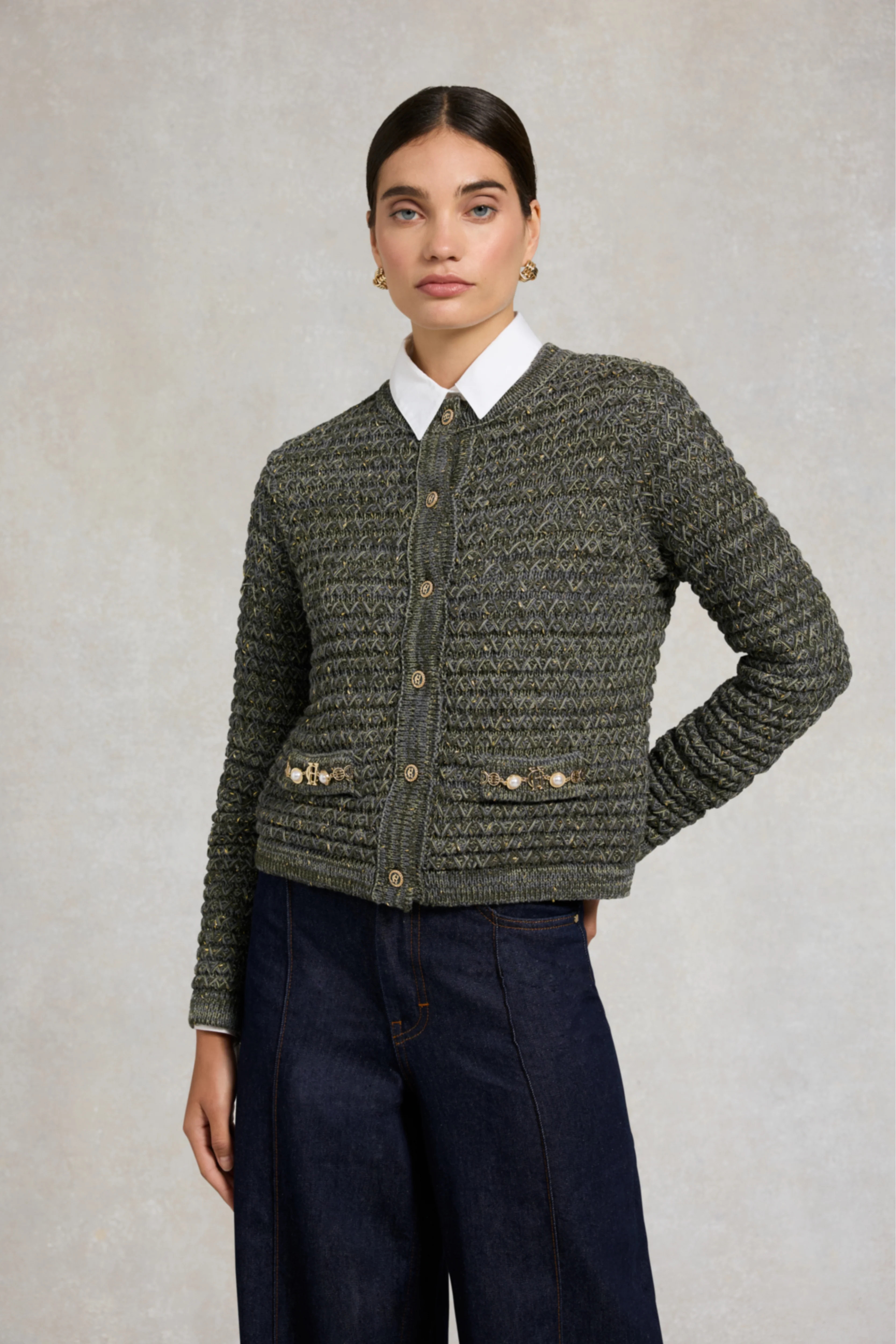 Sofia Knitted Jacket (Green) | Holland Cooper
