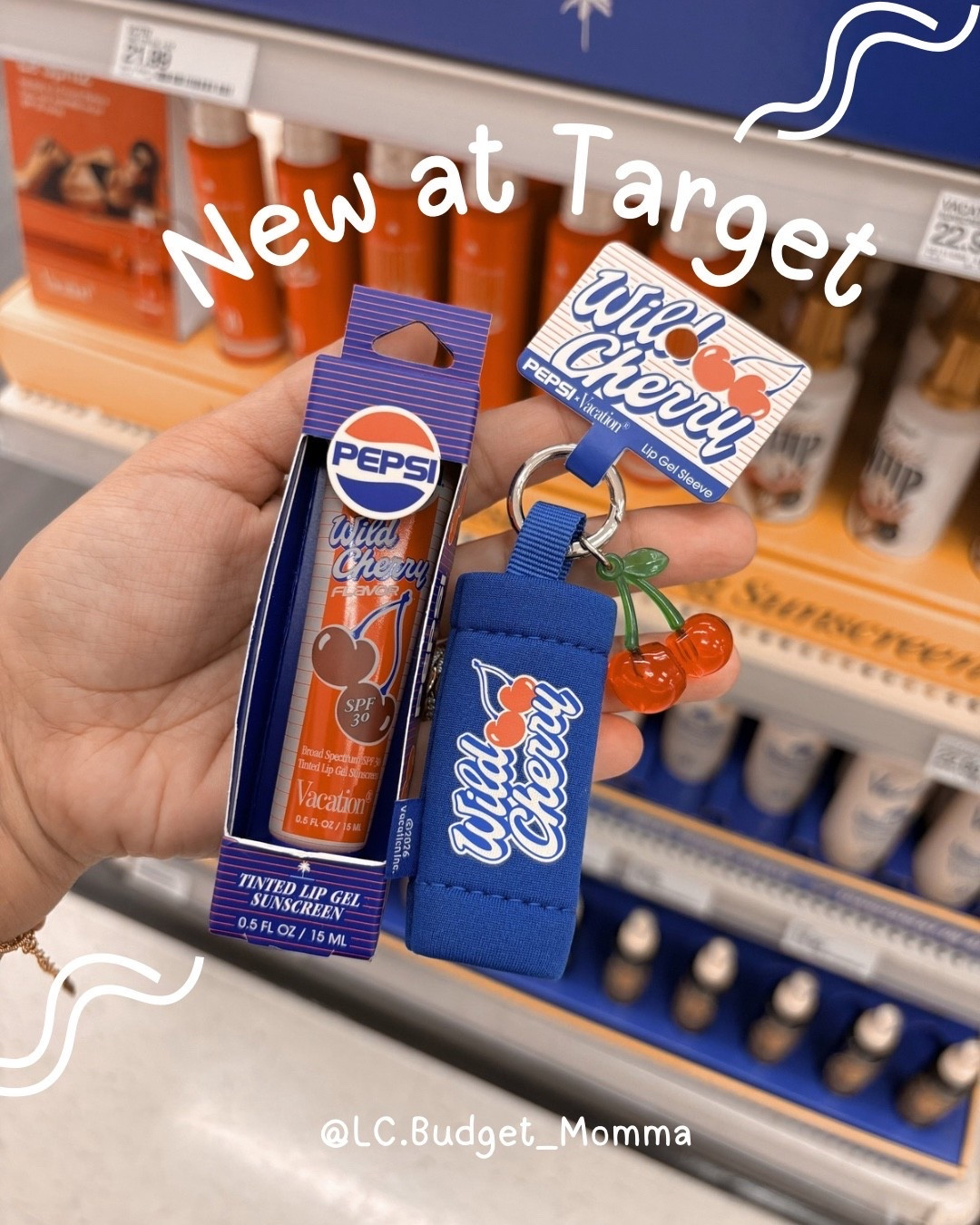 🍒 💙 Vacation x Pepsi tinted lip gel sunscreen! Wild Cherry flavor! + look at that cute lip charm holder! 🍒 ❣️

#pepsi #cherry #lip #sunscreen #bagcharm #targetfinds #new 

#LTKBeauty #LTKgrwm #LTKootd