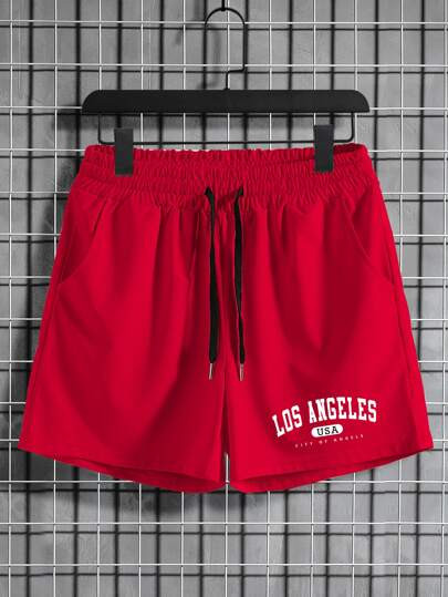Men Letter Graphic Drawstring Waist Shorts | SHEIN