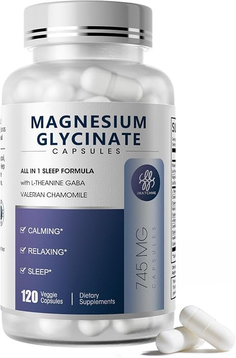 Magnesium Glycinate 850mg Capsules with L-Theanine, Chamomile & GABA for Sleep, Calmness, Muscle,... | Amazon (US)