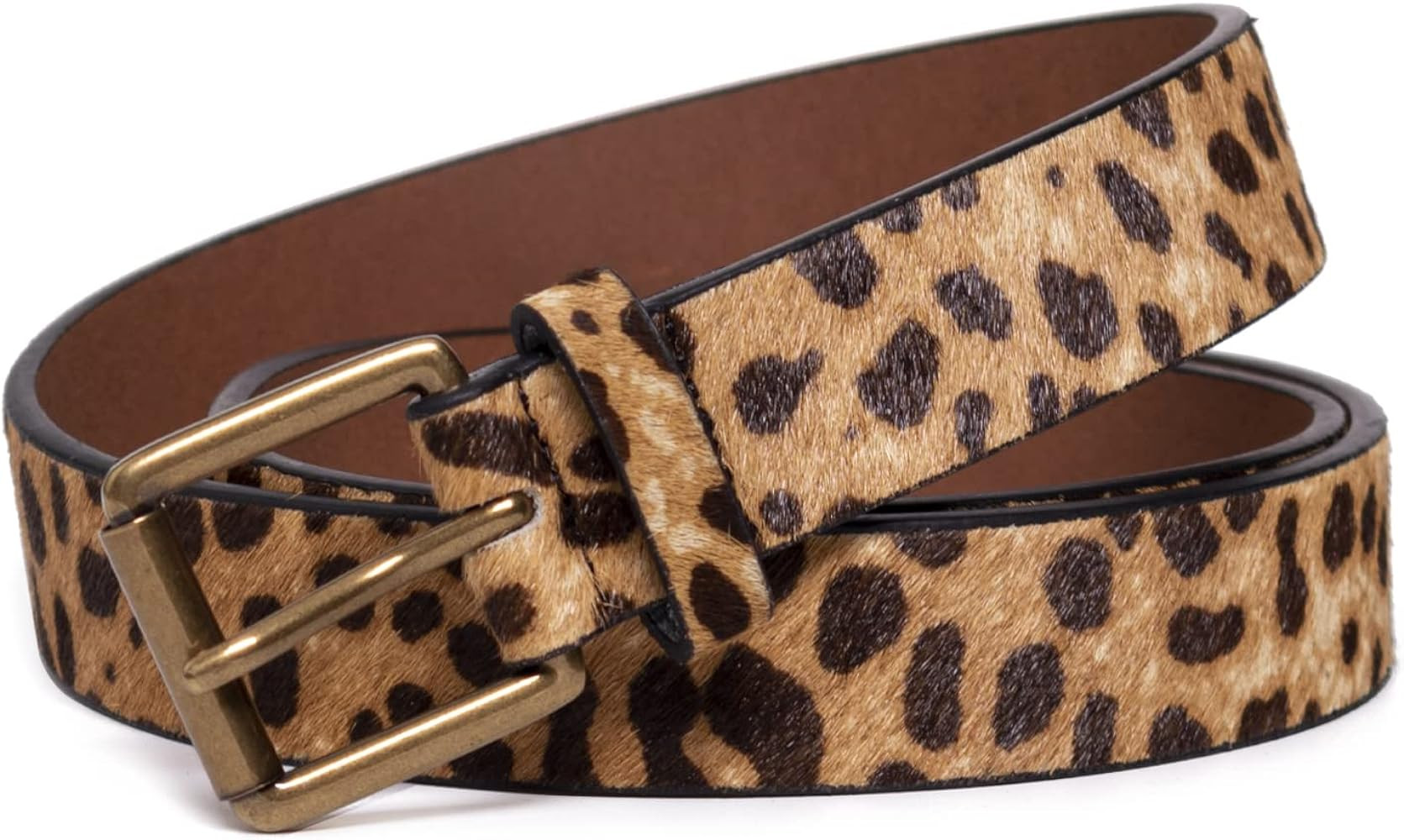 Leopard Print Belt for Women Genuine Leather Waist Belts for Jeans | Amazon (US)