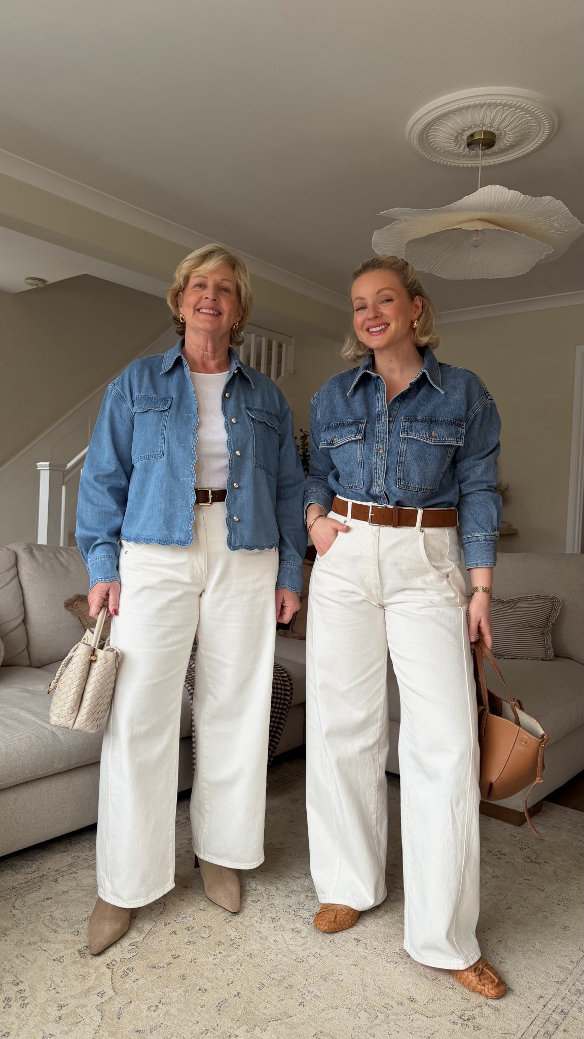 Styling @Mint Velvet cream relaxed wide leg jeans (me size 10R and mum 14S) with denim shirts (both size M) 
Code LAURABYRNES15 for discount 