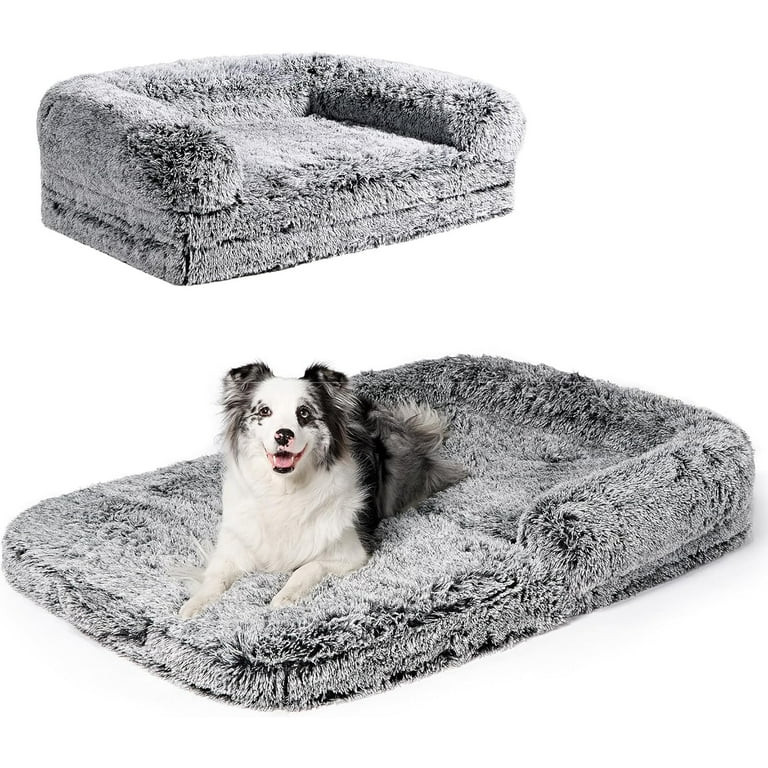 Foldable XXL Dog Bed for Large Sized Dog, 54"x38"x7.5" Faux Fur Fluffy Pet Couch Bed, Orthopedic ... | Walmart (US)