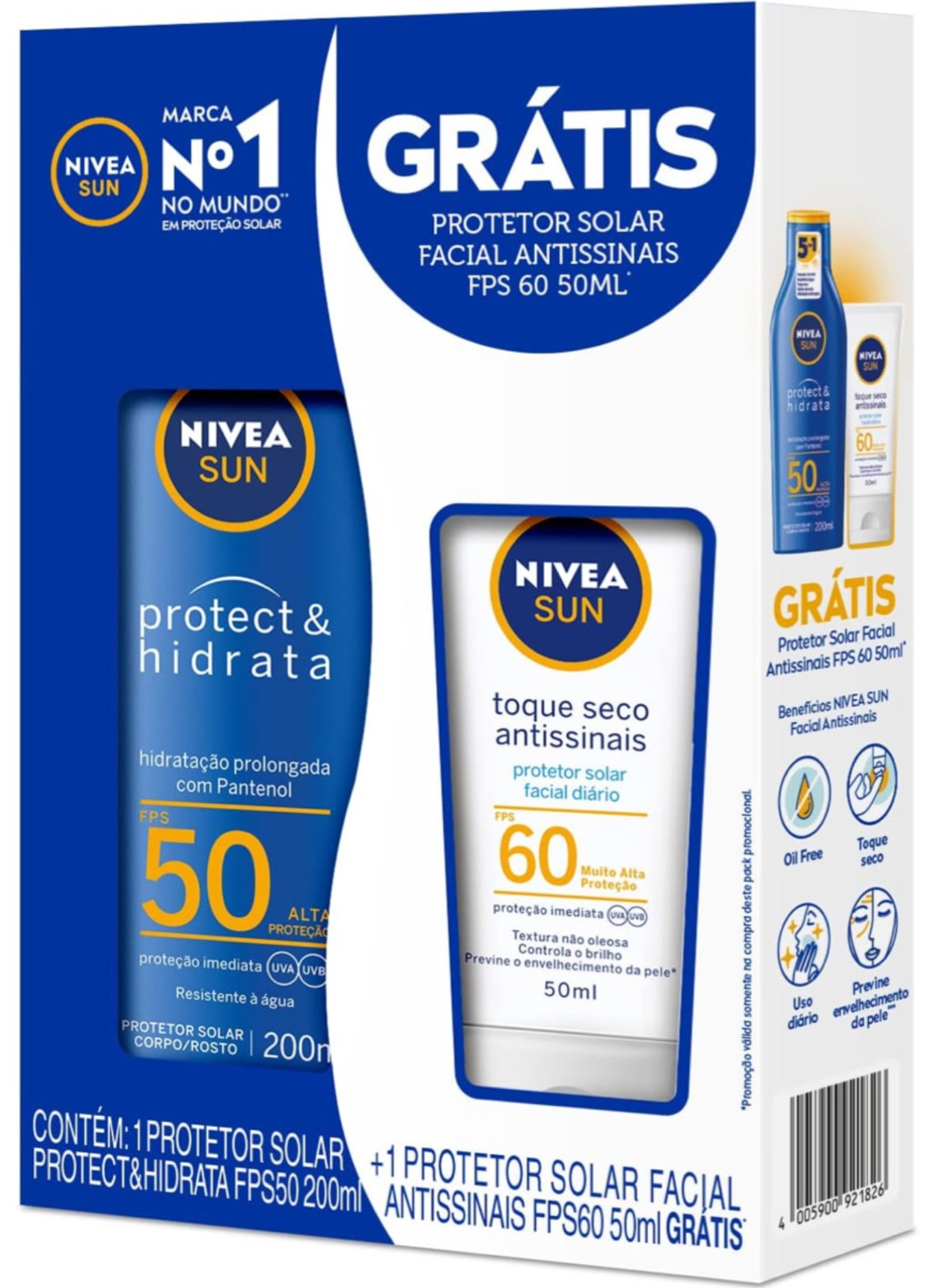 NIVEA SUN Kit Protetor Solar Protect & Hidrata FPS50 200ml + NIVEA SUN Facial FPS60 50gr, Nivea R$53,19