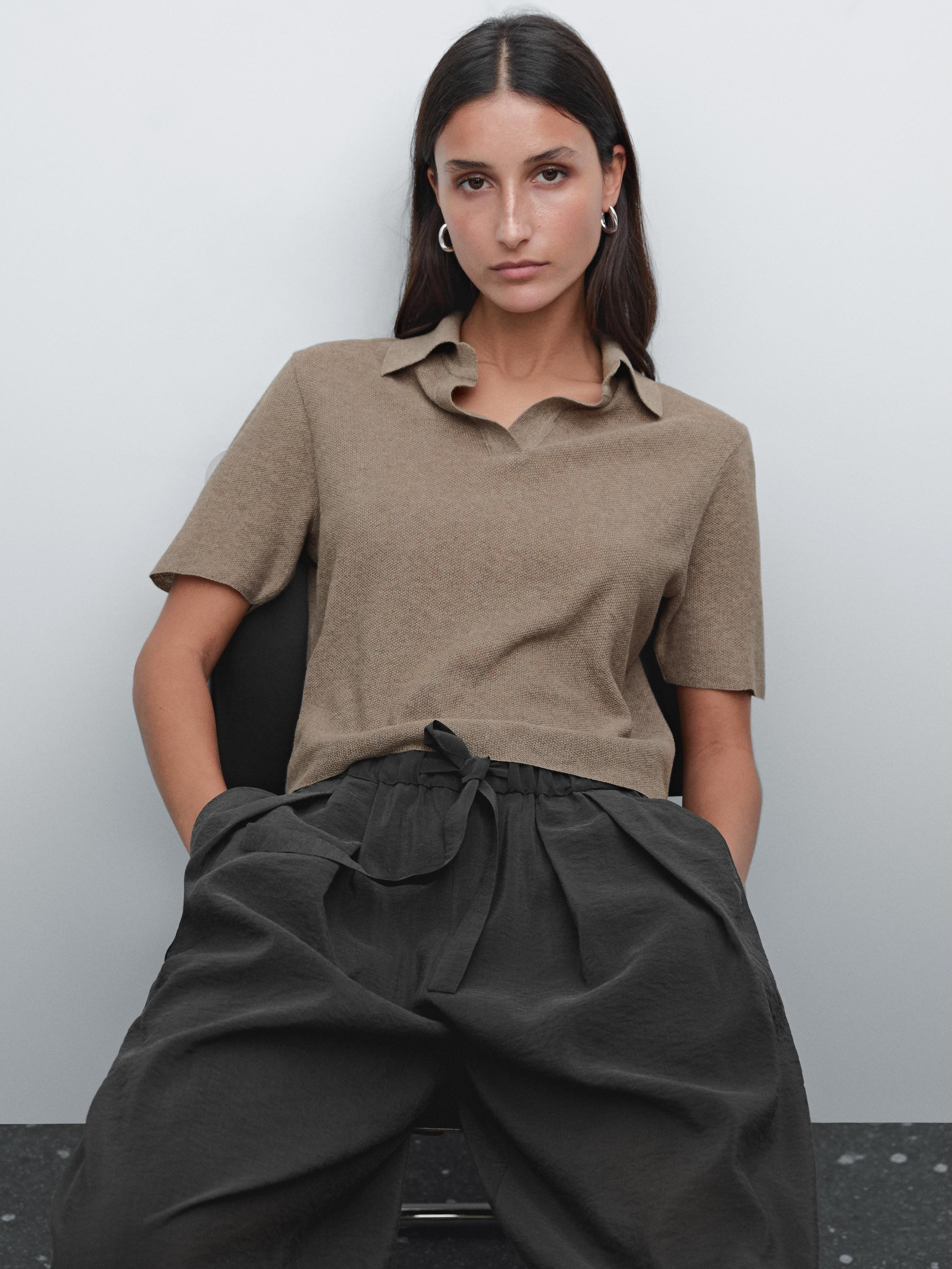 Short sleeve knit polo shirt | Massimo Dutti US