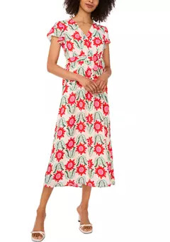 CeCe Petite Retro Floral Printed Dress | Belk