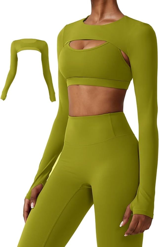 Vertvie Women Long Sleeve Crop Top Bolero Shrugs Workout Tops Open Front Cropped Cardigan Cutout ... | Amazon (US)