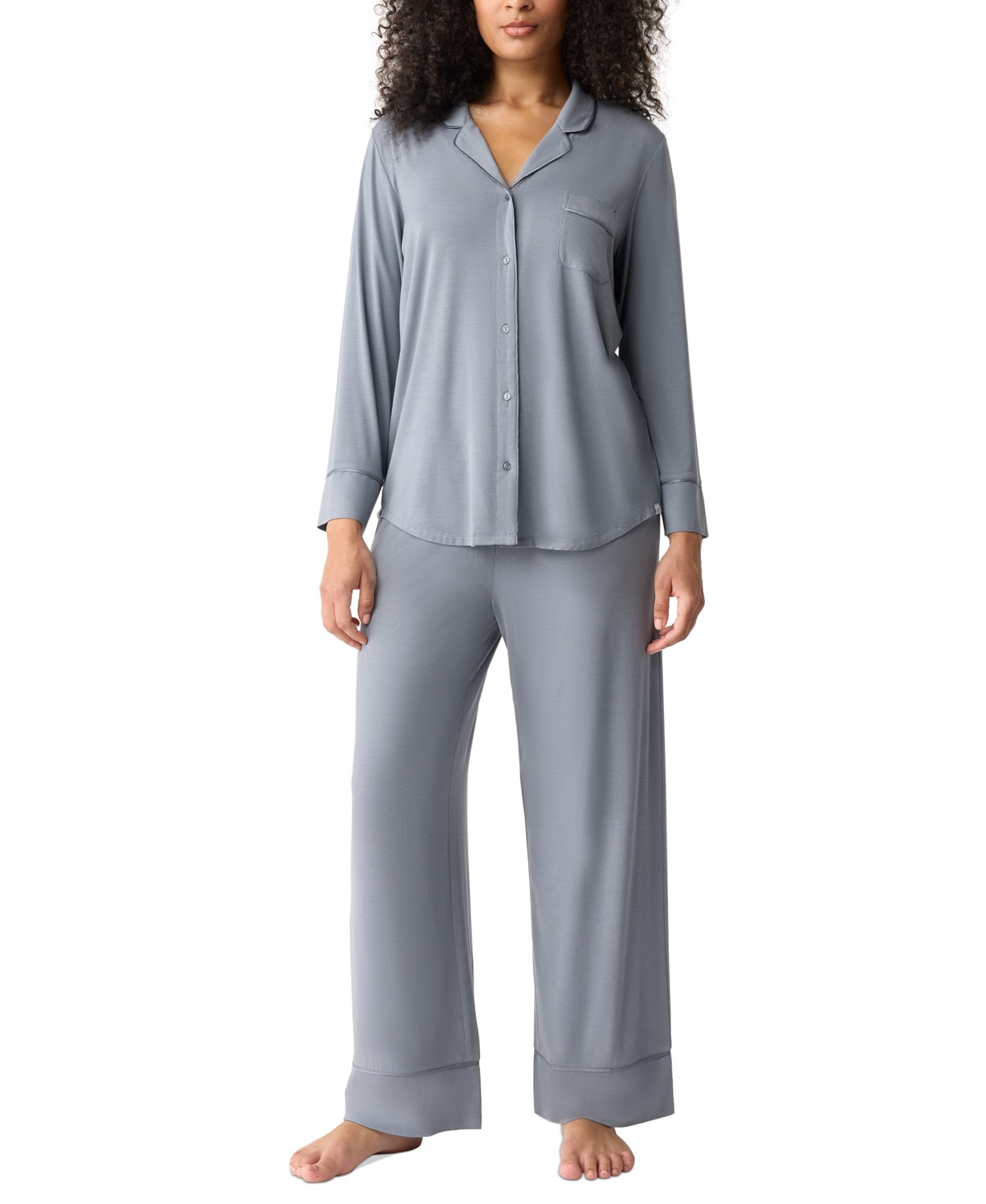 Gap GapBody Women's 2-Pc. Notch Collar Pajama Set - Grey | Macy's