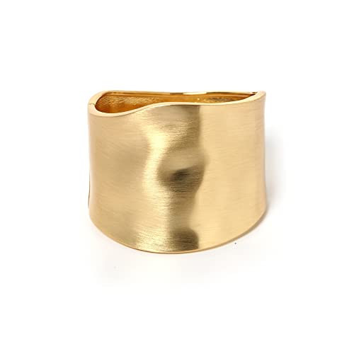 MOZAKA 1-3Pcs Gold Plated Bangle Bracelets for Women Open Hinged Bangle Bracelets Chunky Polished-Finish Wrist Cuff Wrap Bracelets Minimalist Twist-Grooved Wide Cuff Bracelet, 2.36 inches, Metal, | Amazon (UK)