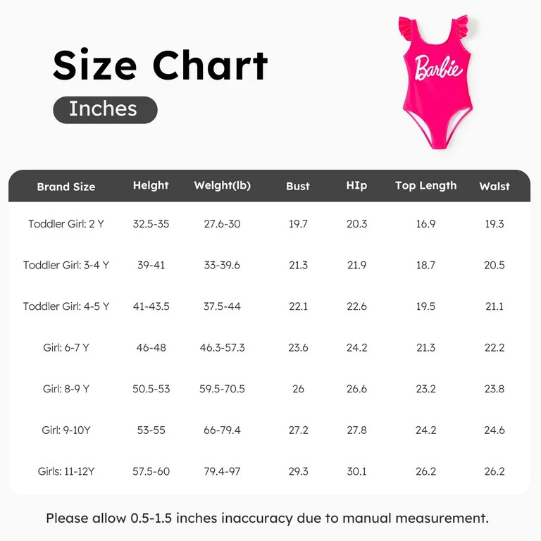 Barbie Girls One Piece Swimsuit Roseo Letter Print Flutter Summer Swimsuit Sizes 2-12 | Walmart (US)