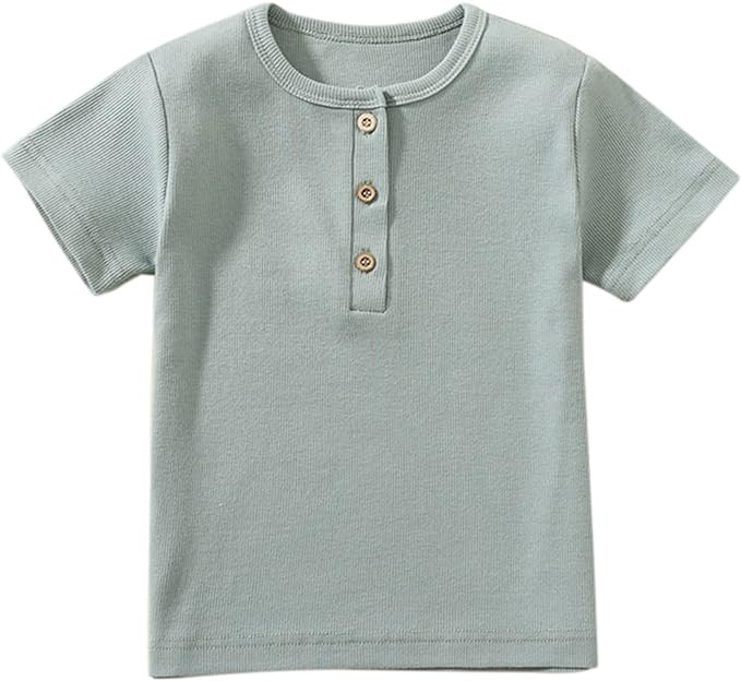 Toddler Short Sleeve Henley Shirt Boys Ribbed T-Shirt | Amazon (US)