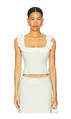 GUIZIO Gingham Paloma Lace Top en Green from Revolve.com | Revolve Clothing (Global)