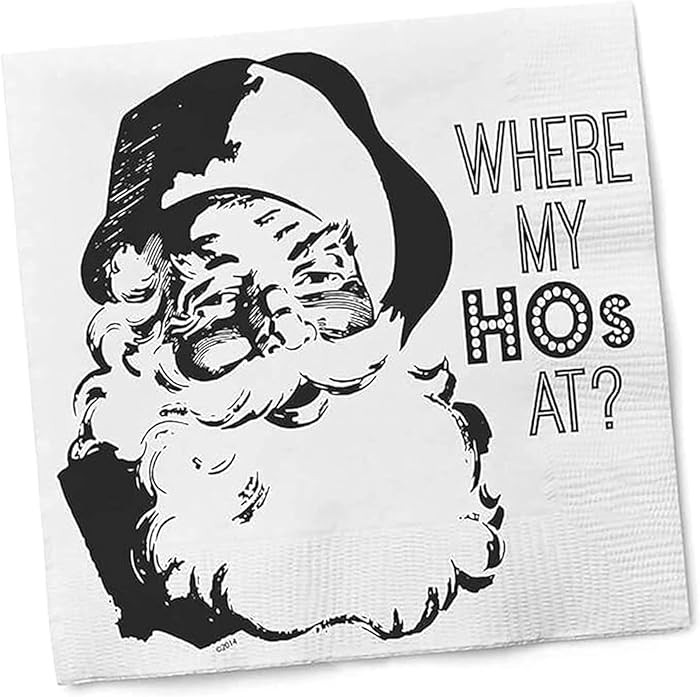 Twisted Wares Funny Christmas Cocktail Napkins – “WHERE MY HOs AT” – 3-Ply Holiday Bevera... | Amazon (US)