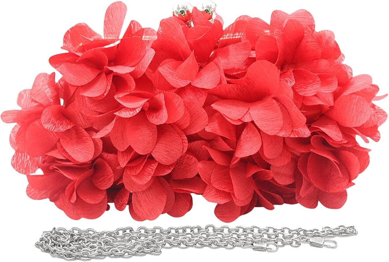 Women Elegant Evening Purse, Small Floral Clutch Bag with Detachable Chain for Wedding, Party, Pr... | Amazon (US)