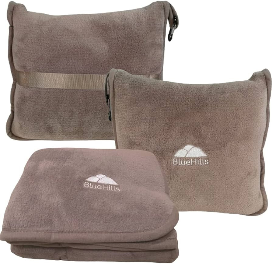 BlueHills Premium Soft Travel Blanket Pillow Airplane Flight Blanket Throw in Soft Bag Pillow cas... | Amazon (US)
