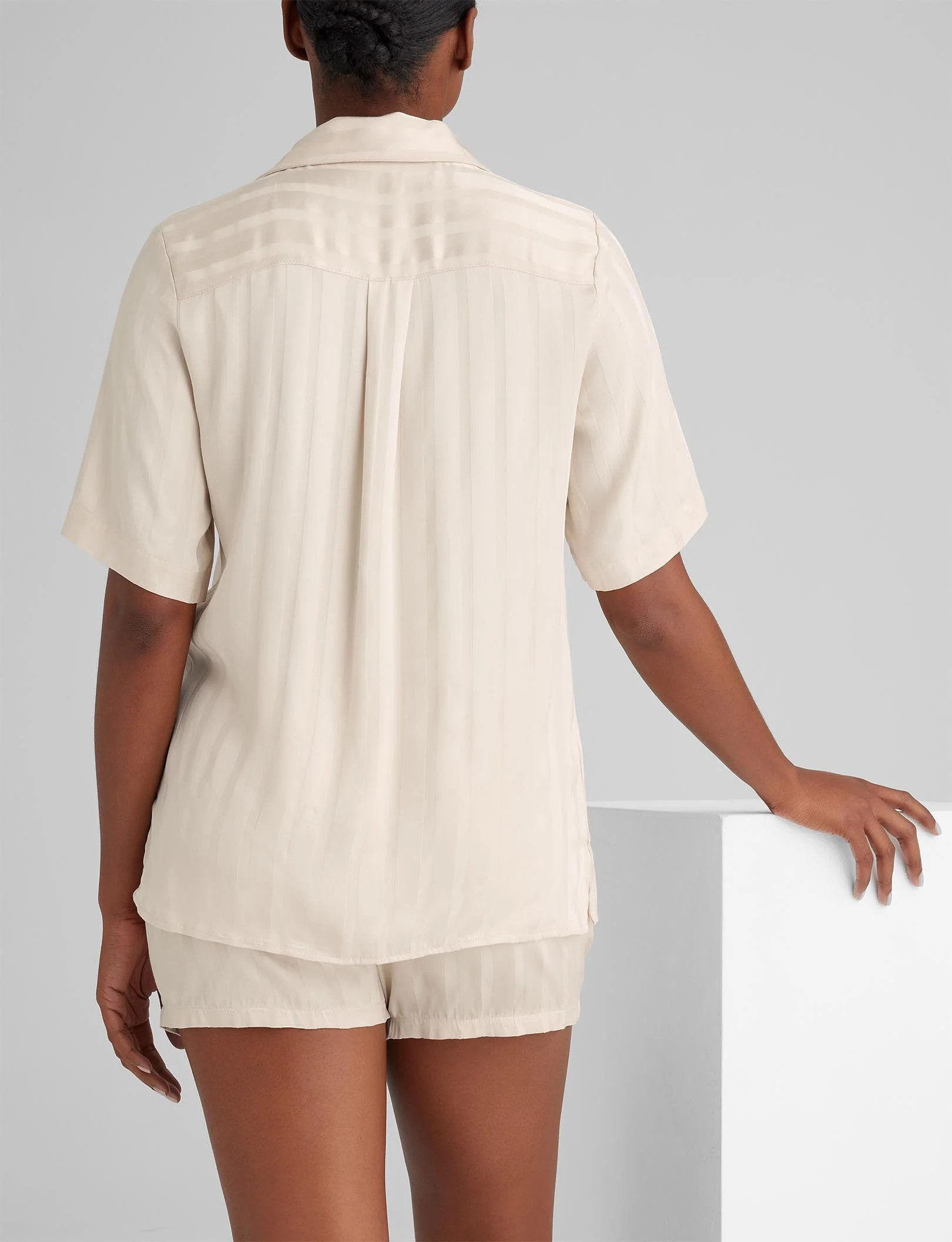 Women's Satin Jacquard Pajama Top & Short Set | Tommy John